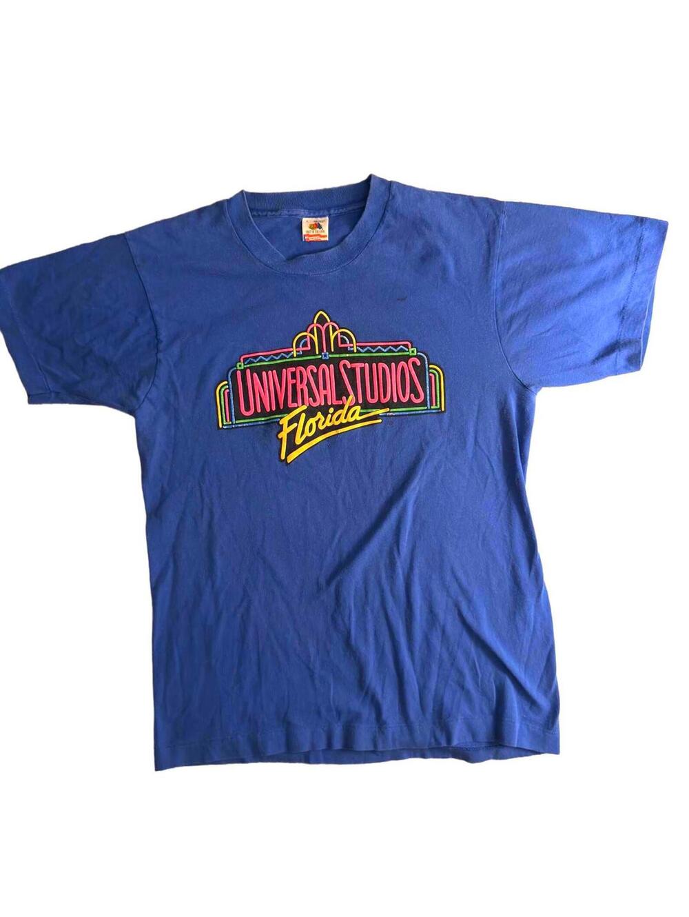 Vintage Universal Studios Florida Neon Logo T-Shirt - Blue, Size L
